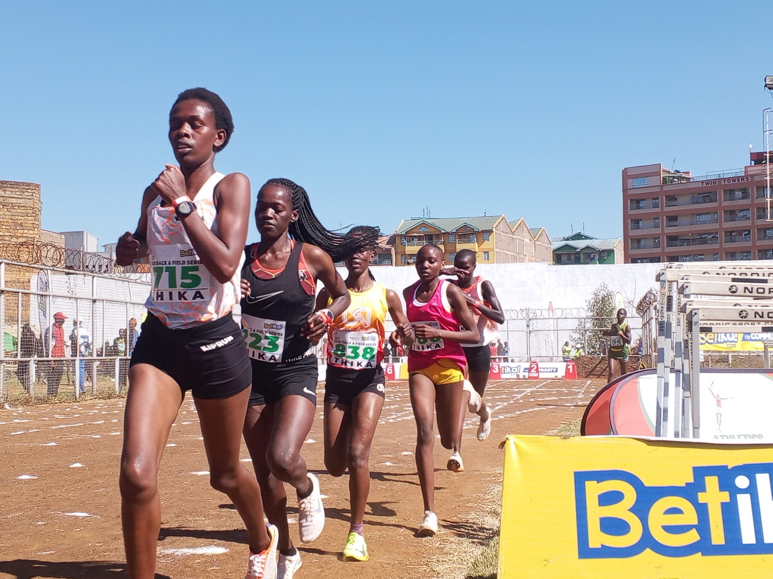 Gladys Cherop leads the women’s 5,000m at Thika Stadium as Fridah Ndinda positions herself for a late-race surge.