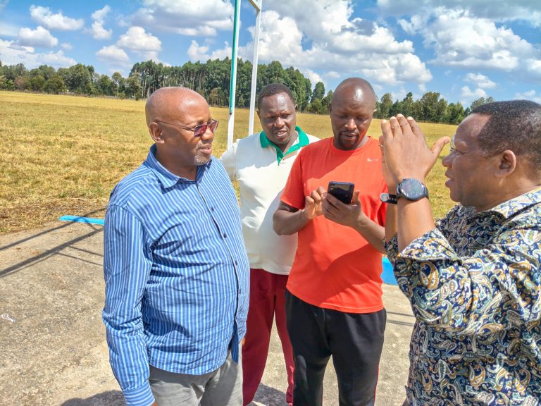 Barnaba Korir and Ibrahim Hussein reviewing cross-country course layout at Lobo Village, Eldoret, ahead of the 2026 Sirikwa Classic.